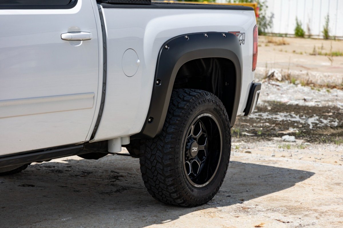 Chevrolet Silverado 3500 HD Fender Flares - Rough Country - Pocket - Graystone - '07-'14